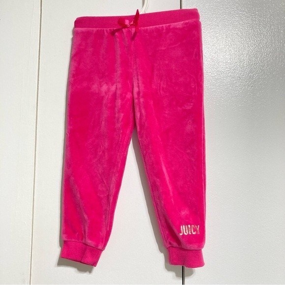 JUICY COUTURE Hot Pink Velvet Track Jogger Pants Toddler Girls 24 months - Picture 3 of 11